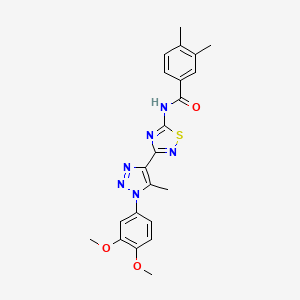 molecular formula C22H22N6O3S B11264632 N-{3-[1-(3,4-dimethoxyphenyl)-5-methyl-1H-1,2,3-triazol-4-yl]-1,2,4-thiadiazol-5-yl}-3,4-dimethylbenzamide 