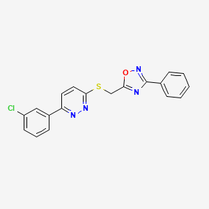 3-(3-Chlorophenyl)-6-{[(3-phenyl-1,2,4-oxadiazol-5-yl)methyl]sulfanyl}pyridazine