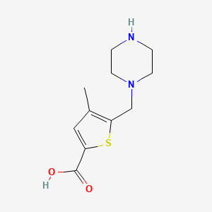 molecular formula C11H16N2O2S B11264690 4-Methyl-5-[(piperazin-1-YL)methyl]thiophene-2-carboxylic acid 