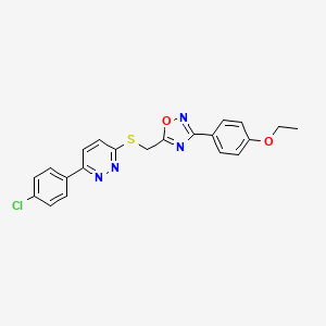 molecular formula C21H17ClN4O2S B11264714 3-(4-Chlorophenyl)-6-({[3-(4-ethoxyphenyl)-1,2,4-oxadiazol-5-yl]methyl}sulfanyl)pyridazine 