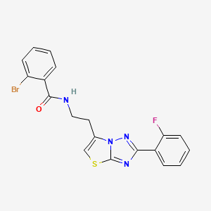 molecular formula C19H14BrFN4OS B11264719 2-bromo-N-(2-(2-(2-fluorophenyl)thiazolo[3,2-b][1,2,4]triazol-6-yl)ethyl)benzamide 