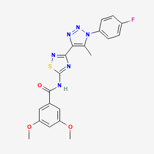 molecular formula C20H17FN6O3S B11264737 N-{3-[1-(4-fluorophenyl)-5-methyl-1H-1,2,3-triazol-4-yl]-1,2,4-thiadiazol-5-yl}-3,5-dimethoxybenzamide 