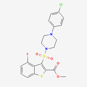 molecular formula C20H18ClFN2O4S2 B11264766 Methyl 3-{[4-(4-chlorophenyl)piperazin-1-yl]sulfonyl}-4-fluoro-1-benzothiophene-2-carboxylate 