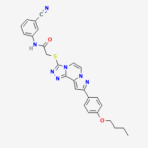 molecular formula C26H23N7O2S B11264803 2-{[9-(4-Butoxyphenyl)pyrazolo[1,5-A][1,2,4]triazolo[3,4-C]pyrazin-3-YL]sulfanyl}-N-(3-cyanophenyl)acetamide 