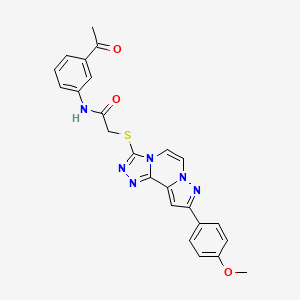 molecular formula C24H20N6O3S B11264808 N-(3-acetylphenyl)-2-((9-(4-methoxyphenyl)pyrazolo[1,5-a][1,2,4]triazolo[3,4-c]pyrazin-3-yl)thio)acetamide 