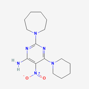 molecular formula C15H24N6O2 B11264845 2-(Azepan-1-yl)-5-nitro-6-(piperidin-1-yl)pyrimidin-4-amine 