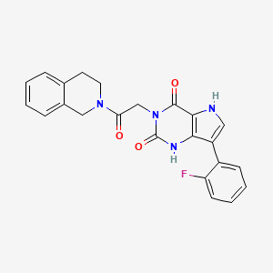 molecular formula C23H19FN4O3 B11264848 3-(2-(3,4-dihydroisoquinolin-2(1H)-yl)-2-oxoethyl)-7-(2-fluorophenyl)-1H-pyrrolo[3,2-d]pyrimidine-2,4(3H,5H)-dione 