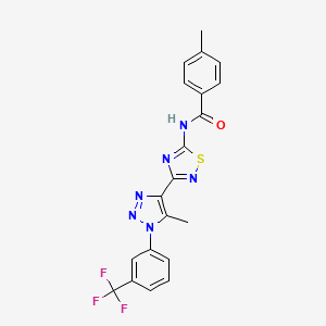 4-methyl-N-(3-{5-methyl-1-[3-(trifluoromethyl)phenyl]-1H-1,2,3-triazol-4-yl}-1,2,4-thiadiazol-5-yl)benzamide