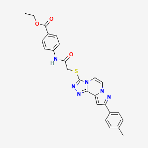 Ethyl 4-(2-((9-(p-tolyl)pyrazolo[1,5-a][1,2,4]triazolo[3,4-c]pyrazin-3-yl)thio)acetamido)benzoate