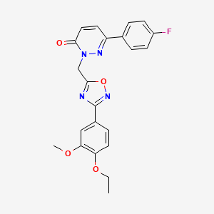 molecular formula C22H19FN4O4 B11264924 2-{[3-(4-Ethoxy-3-methoxyphenyl)-1,2,4-oxadiazol-5-yl]methyl}-6-(4-fluorophenyl)-2,3-dihydropyridazin-3-one 