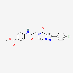 molecular formula C22H17ClN4O4 B11264926 methyl 4-({[2-(4-chlorophenyl)-4-oxopyrazolo[1,5-a]pyrazin-5(4H)-yl]acetyl}amino)benzoate 