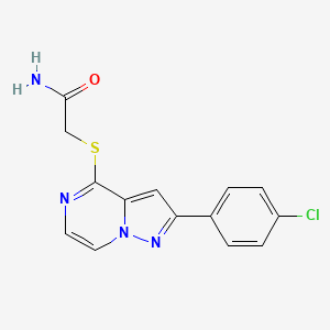 molecular formula C14H11ClN4OS B11264948 2-{[2-(4-Chlorophenyl)pyrazolo[1,5-a]pyrazin-4-yl]sulfanyl}acetamide 