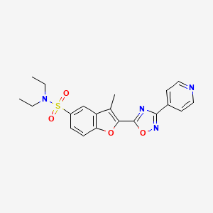 molecular formula C20H20N4O4S B11264951 N,N-diethyl-3-methyl-2-[3-(pyridin-4-yl)-1,2,4-oxadiazol-5-yl]-1-benzofuran-5-sulfonamide 