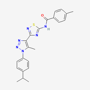 4-methyl-N-(3-{5-methyl-1-[4-(propan-2-yl)phenyl]-1H-1,2,3-triazol-4-yl}-1,2,4-thiadiazol-5-yl)benzamide