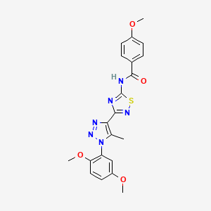 molecular formula C21H20N6O4S B11264981 N-{3-[1-(2,5-dimethoxyphenyl)-5-methyl-1H-1,2,3-triazol-4-yl]-1,2,4-thiadiazol-5-yl}-4-methoxybenzamide 