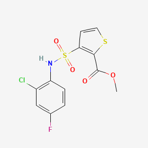 molecular formula C12H9ClFNO4S2 B11265001 Methyl 3-[(2-chloro-4-fluorophenyl)sulfamoyl]thiophene-2-carboxylate 