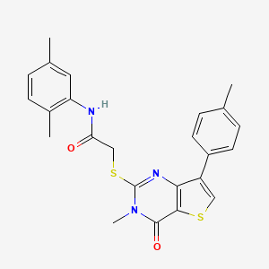 molecular formula C24H23N3O2S2 B11265057 N-(2,5-dimethylphenyl)-2-{[3-methyl-7-(4-methylphenyl)-4-oxo-3,4-dihydrothieno[3,2-d]pyrimidin-2-yl]sulfanyl}acetamide 