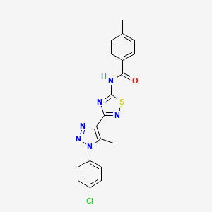 molecular formula C19H15ClN6OS B11265064 N-{3-[1-(4-chlorophenyl)-5-methyl-1H-1,2,3-triazol-4-yl]-1,2,4-thiadiazol-5-yl}-4-methylbenzamide 