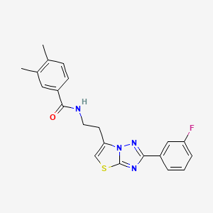 molecular formula C21H19FN4OS B11265083 N-(2-(2-(3-fluorophenyl)thiazolo[3,2-b][1,2,4]triazol-6-yl)ethyl)-3,4-dimethylbenzamide 