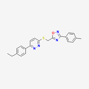 molecular formula C22H20N4OS B11265099 3-(4-Ethylphenyl)-6-({[3-(4-methylphenyl)-1,2,4-oxadiazol-5-yl]methyl}sulfanyl)pyridazine 