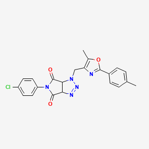 molecular formula C22H18ClN5O3 B11265114 5-(4-chlorophenyl)-1-((5-methyl-2-(p-tolyl)oxazol-4-yl)methyl)-1,6a-dihydropyrrolo[3,4-d][1,2,3]triazole-4,6(3aH,5H)-dione 