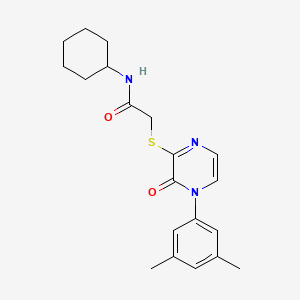 N-cyclohexyl-2-((4-(3,5-dimethylphenyl)-3-oxo-3,4-dihydropyrazin-2-yl)thio)acetamide