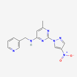 molecular formula C14H13N7O2 B11265247 6-methyl-2-(4-nitro-1H-pyrazol-1-yl)-N-(pyridin-3-ylmethyl)pyrimidin-4-amine 