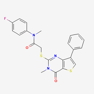 molecular formula C22H18FN3O2S2 B11265281 N-(4-fluorophenyl)-N-methyl-2-[(3-methyl-4-oxo-7-phenyl-3,4-dihydrothieno[3,2-d]pyrimidin-2-yl)sulfanyl]acetamide 