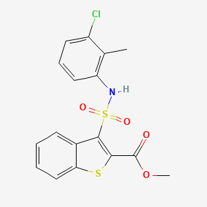 molecular formula C17H14ClNO4S2 B11265306 Methyl 3-[(3-chloro-2-methylphenyl)sulfamoyl]-1-benzothiophene-2-carboxylate 