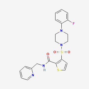 molecular formula C21H21FN4O3S2 B11265327 3-{[4-(2-fluorophenyl)piperazin-1-yl]sulfonyl}-N-(pyridin-2-ylmethyl)thiophene-2-carboxamide 