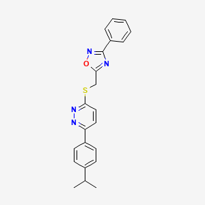 3-{[(3-Phenyl-1,2,4-oxadiazol-5-yl)methyl]sulfanyl}-6-[4-(propan-2-yl)phenyl]pyridazine