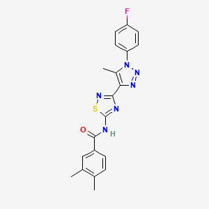 molecular formula C20H17FN6OS B11265361 N-{3-[1-(4-fluorophenyl)-5-methyl-1H-1,2,3-triazol-4-yl]-1,2,4-thiadiazol-5-yl}-3,4-dimethylbenzamide 