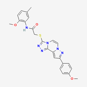 molecular formula C24H22N6O3S B11265380 N-(2-methoxy-5-methylphenyl)-2-((9-(4-methoxyphenyl)pyrazolo[1,5-a][1,2,4]triazolo[3,4-c]pyrazin-3-yl)thio)acetamide 