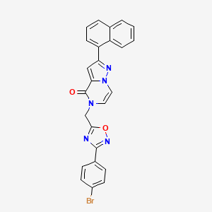 molecular formula C25H16BrN5O2 B11265392 5-((3-(4-bromophenyl)-1,2,4-oxadiazol-5-yl)methyl)-2-(naphthalen-1-yl)pyrazolo[1,5-a]pyrazin-4(5H)-one 