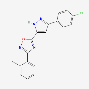 5-[3-(4-chlorophenyl)-1H-pyrazol-5-yl]-3-(2-methylphenyl)-1,2,4-oxadiazole