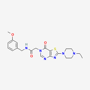 molecular formula C21H26N6O3S B11265402 2-[2-(4-ethylpiperazin-1-yl)-7-oxo[1,3]thiazolo[4,5-d]pyrimidin-6(7H)-yl]-N-(3-methoxybenzyl)acetamide 