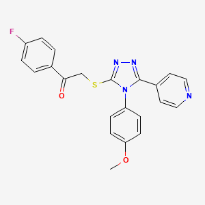 molecular formula C22H17FN4O2S B11265424 1-(4-fluorophenyl)-2-{[4-(4-methoxyphenyl)-5-(pyridin-4-yl)-4H-1,2,4-triazol-3-yl]sulfanyl}ethanone 