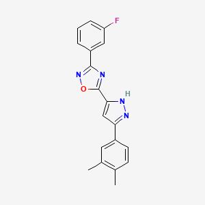 molecular formula C19H15FN4O B11265447 5-[3-(3,4-dimethylphenyl)-1H-pyrazol-5-yl]-3-(3-fluorophenyl)-1,2,4-oxadiazole 