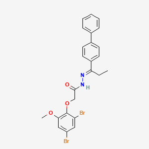 molecular formula C24H22Br2N2O3 B11265477 N'-[(1E)-1-(biphenyl-4-yl)propylidene]-2-(2,4-dibromo-6-methoxyphenoxy)acetohydrazide 