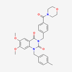 molecular formula C30H31N3O6 B11265501 6,7-dimethoxy-1-(4-methylbenzyl)-3-(4-(morpholine-4-carbonyl)benzyl)quinazoline-2,4(1H,3H)-dione 