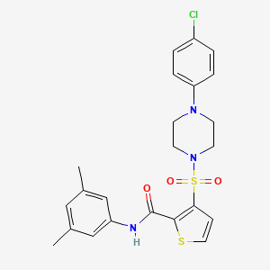 molecular formula C23H24ClN3O3S2 B11265511 3-{[4-(4-chlorophenyl)piperazin-1-yl]sulfonyl}-N-(3,5-dimethylphenyl)thiophene-2-carboxamide 