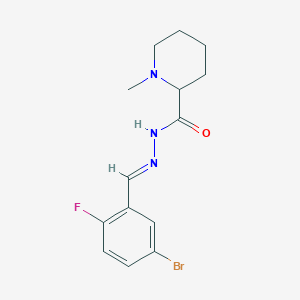 molecular formula C14H17BrFN3O B11265517 N'-[(E)-(5-bromo-2-fluorophenyl)methylidene]-1-methylpiperidine-2-carbohydrazide 