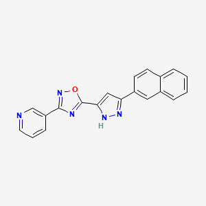 molecular formula C20H13N5O B11265534 3-{5-[5-(naphthalen-2-yl)-1H-pyrazol-3-yl]-1,2,4-oxadiazol-3-yl}pyridine 