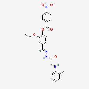 2-Ethoxy-4-[(E)-({2-[(2-methylphenyl)amino]acetamido}imino)methyl]phenyl 4-nitrobenzoate