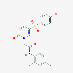 molecular formula C21H21N3O5S B11265569 N-(2,4-dimethylphenyl)-2-(3-((4-methoxyphenyl)sulfonyl)-6-oxopyridazin-1(6H)-yl)acetamide 