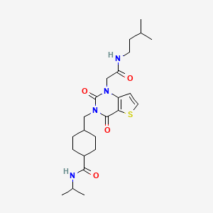 4-((1-(2-(isopentylamino)-2-oxoethyl)-2,4-dioxo-1,4-dihydrothieno[3,2-d]pyrimidin-3(2H)-yl)methyl)-N-isopropylcyclohexane-1-carboxamide