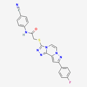 N-(4-cyanophenyl)-2-[[11-(4-fluorophenyl)-3,4,6,9,10-pentazatricyclo[7.3.0.02,6]dodeca-1(12),2,4,7,10-pentaen-5-yl]sulfanyl]acetamide