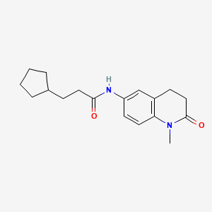 molecular formula C18H24N2O2 B11265581 3-cyclopentyl-N-(1-methyl-2-oxo-1,2,3,4-tetrahydroquinolin-6-yl)propanamide 