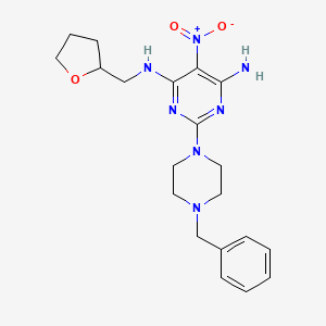 molecular formula C20H27N7O3 B11265590 2-(4-benzylpiperazin-1-yl)-5-nitro-N-(tetrahydrofuran-2-ylmethyl)pyrimidine-4,6-diamine 