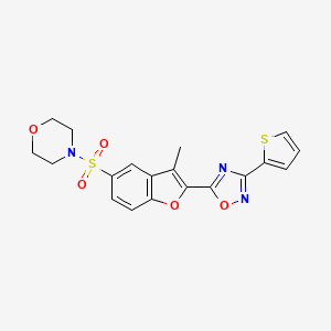 molecular formula C19H17N3O5S2 B11265637 4-({3-Methyl-2-[3-(thiophen-2-yl)-1,2,4-oxadiazol-5-yl]-1-benzofuran-5-yl}sulfonyl)morpholine 